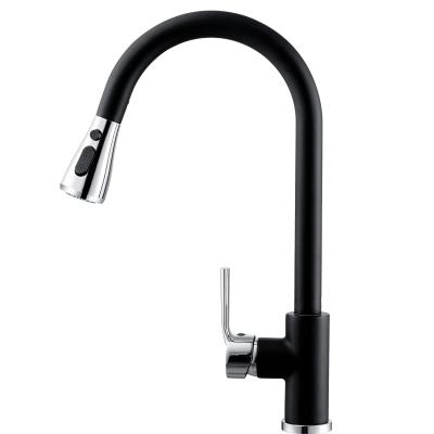 China Modern Black Single Handle Kitchen Faucet With Triple Function Sprayer Pull Down Kitchen Faucet For Kitchen Sink for sale