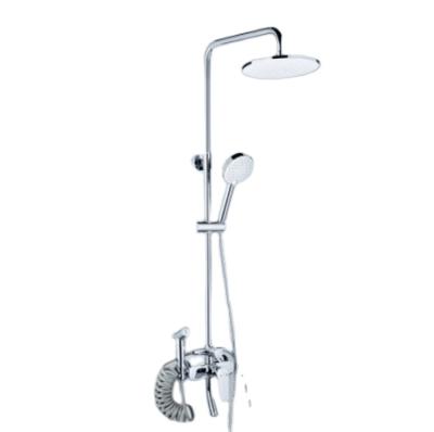 China With Sliding Bar Chrome Shower Faucet Rainfall Bathroom Shower Set Outdoor Wall Mounted Installation for sale