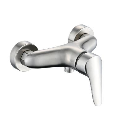 China Stainless Steel Modern Hot And Cold Shower Wall Mounted Shower Hot And Cold Double Control Handle Mixer Shower Faucet for sale