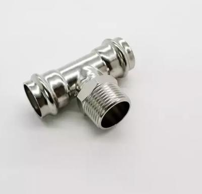 Cina Dvgw V Profile 304 Stainless Steel Press Fittings Male Threaded Tee in vendita