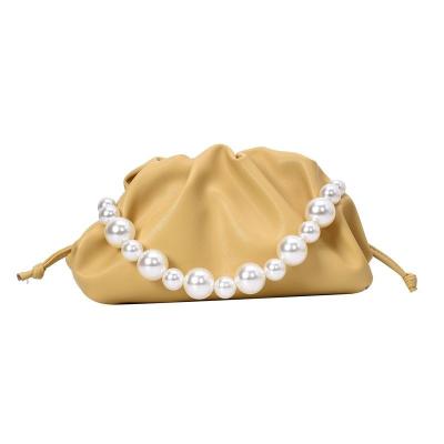 China Fashion Bag One Head Woman Custom Logo Handbag Good Quality Cloud Cross - Body Bag Pearl Leather Bag for sale