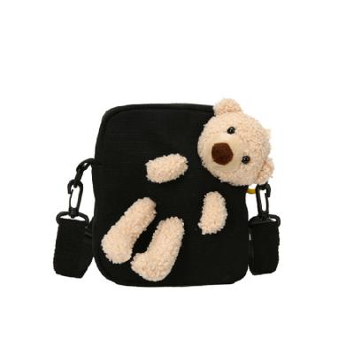 China Minissimi's Other Woman Cross - Body Bag Canvas Shoulder Bag Cute Bear Messenger Bag For Girls for sale