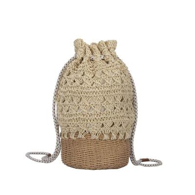 China New Fashionable Straw Woven Bag Large Shoulder Chains Bucket Bag Wholesale Hand - Woven Beach Bag For Women for sale