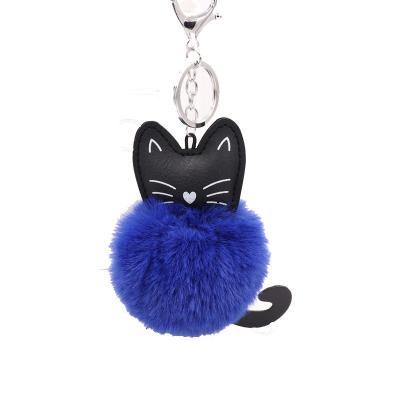 China Factory Direct Wholesale Cute Case Airtag Cat Pendant Fluffy Keychain Pu Leather Decoration For Bags For Girls for sale