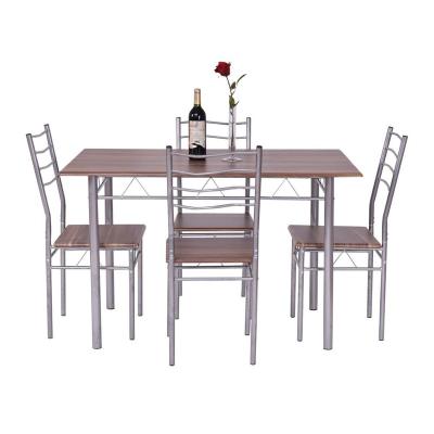 China Basic Modern Industrial Rectangular Reclaimed Leg Metal Dining Table Wood Set for sale