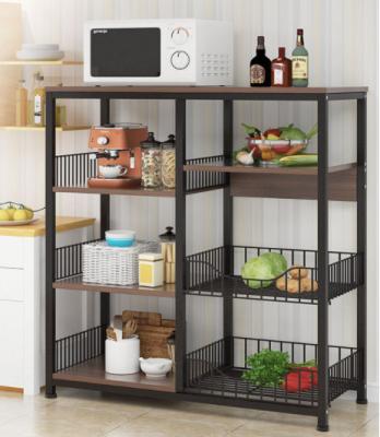 China Kitchen Storage Racks Metal Microwave Oven Shelf Stand Kitchen Appliances Wooden Storage Rack Cabinet for sale