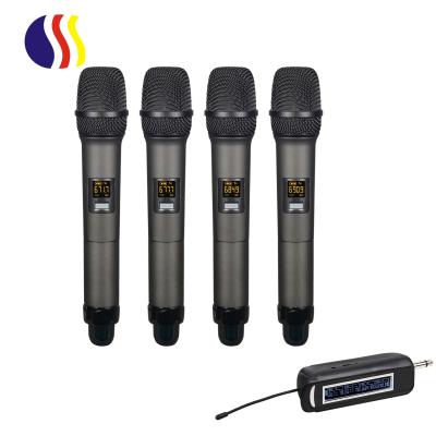 China Hot Selling Professional Handheld Microphone Karaoke Microphone 4 Channel Wireless Microphone Handheld Microphone For Singing for sale