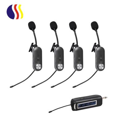 China Hot Selling Lavalier Microphone Wireless Microphone 4 Channel Lavalier Wireless Microphone For Interview for sale