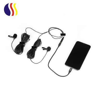 China Dual Microphone Cable Digital Lavalier Microphone For Phone IOS Smartphone Devices Microphone for sale