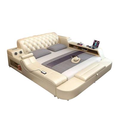 China Adjustable (Other) Most Popular Modern Home King Size Double Bed Tatami Multifunctional Leather Smart Bed With Storage for sale