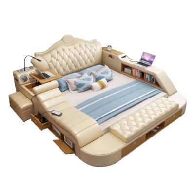 China Adjustable Luxury Leather Smart Bed Tatami King Queen Smart Ultra Bed (Other) Multifunctional Modern Luxury Bed for sale