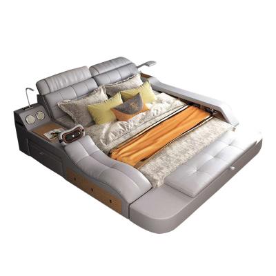 China Adjustable Modern Soft Leather Fabric Multifunctional Massage Storage Bedroom Tatami (Other) Smart Bed With Speaker for sale