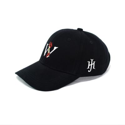 China JOINT Floral Embroidered Cotton Peaked 6 Panel Baseball Cap for sale