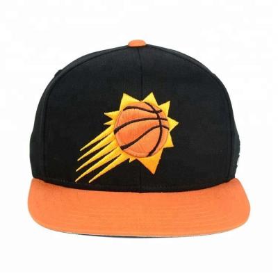 China Guangjia COMMON 2018 Orange 100% Cotton Snapback Hats And Custom Hat With Basketball Embroidery Flat Logo for sale