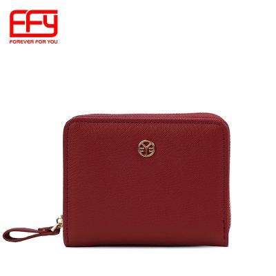 China New design simple wallet with zipper around and card holder for young lady wallets with zipper and ID window for sale