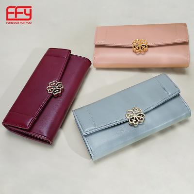 China NO FFY Wholes Customized Women's Long Buckle Long Wallet PU Leather Female Clutch Wallet for sale