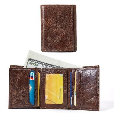 China None Business And Vintage Mens Wallet Bi-fold Genuine Leather Money Credit Card Holder Slim Purse for sale