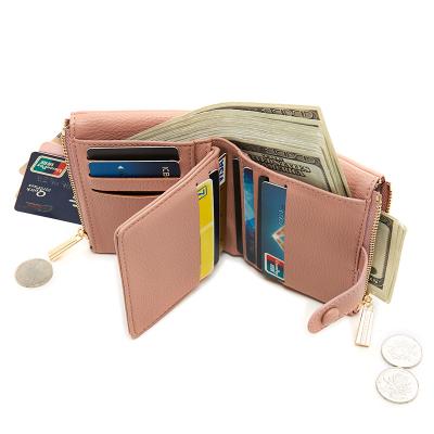 China FFY New Design Anti-theft Ladies Brand PU Leather Coin Purse Credit Card Short Wallet For Women for sale