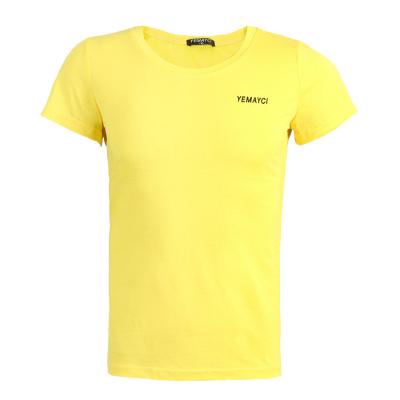 China Custom Digital Anti-Wrinkle Printing Graphic 100% Cotton T-shirt Women Comfortable Clothing Dtg Yellow T-shirt for sale