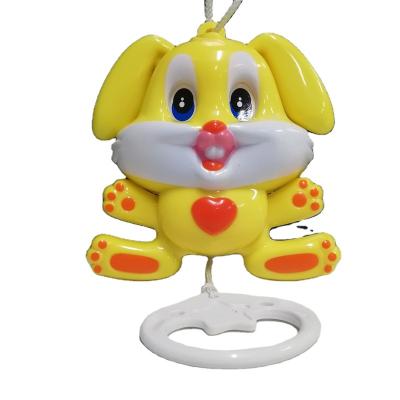 China Baby Musical Plastic Hutch ABS Rabbit Cartoon Toys Pull String Bed Bells Hanging Musical Bell for sale