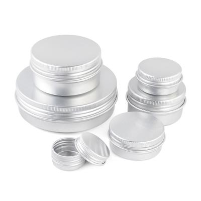 China Personal Care Custom Round Small Lip Balm Cosmetic Care Cream Silver Aluminum Jar for sale