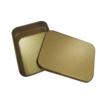 China Wholesale High Quality Cake Source Tinplate Metal Box Square Gold Mini Tin Box for sale