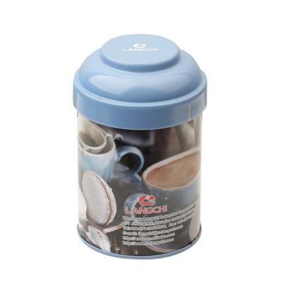 China Tea Food Grade Round Empty Metal Tea Can Tin Container Box Metal Tea Custom Tin With Double Latch for sale