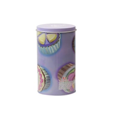 China New Style Biscuit Tea Coffee Cookie Cylindrical Metal Tin Packing Cans With Lid for sale