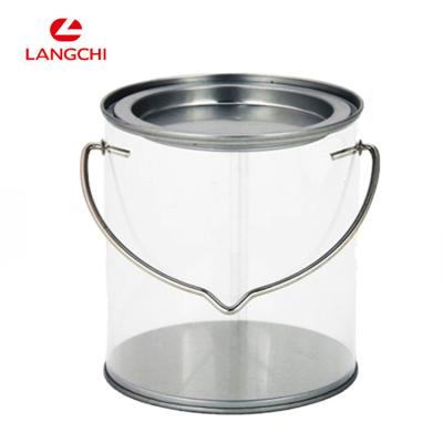 China Clear PVC Tin Bucket For Biscuit Gift, Recyclable Metal Popcorn OEM Round Bucket for sale