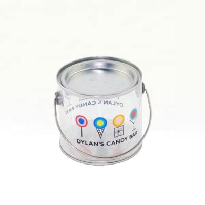 China Cookie Customized Transparent PVC Metal Bucket Tin, Clear PETG Metal Tin Buckets For Candy Candy Cookies Chocolate for sale