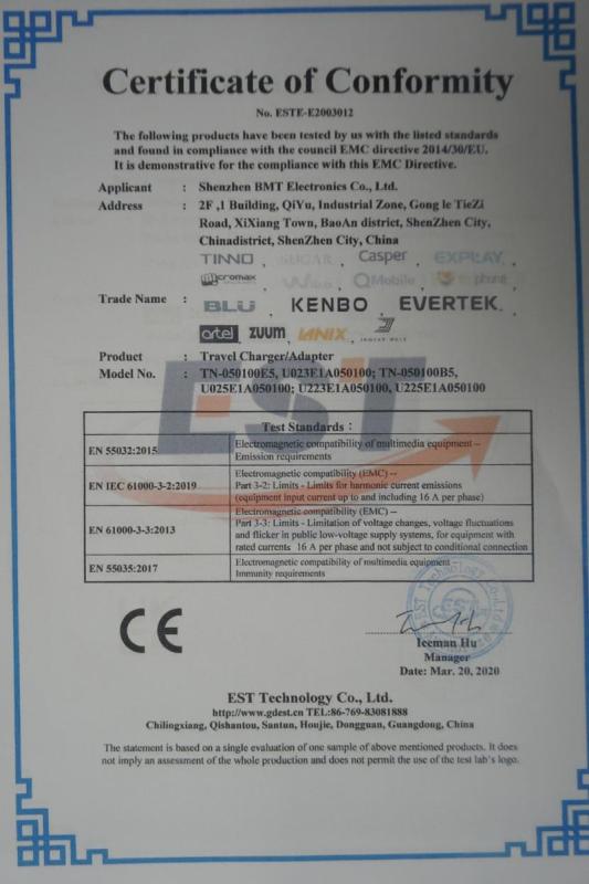 CE - Shenzhen BMT Electronics Co., Ltd.