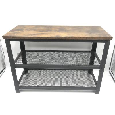 China (Other) adjustable metal frame 2 layers storage coffee tea table sofa living room wood side table for sale