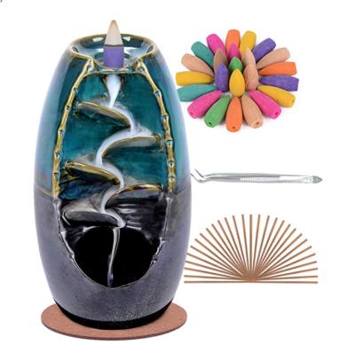 China Indoor Chinese Hot Backflow Censer Waterfall Incense Censer Handmade Ceramic Incense Holder for sale