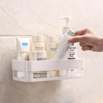 China New Design Hot Sales Modern Chinese Multifunctional Shower Shelf Rack Plastic Bathroom Shelves With Hook for sale