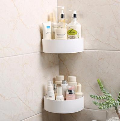 China Suction High Quality Magic Sticky Cup Corner Shower Soap Shampoo Plastic Bathroom Organizer Shelf for sale