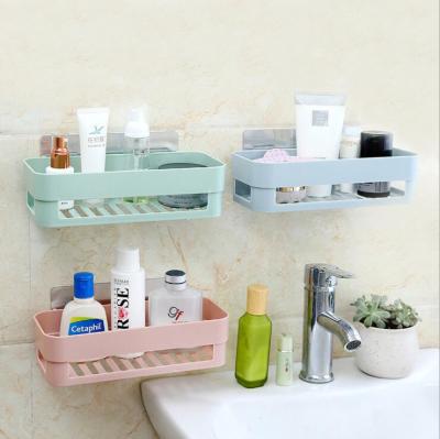 China Viable Wholesales Multi-Use Plastic Storage Wall Home Bathroom Shelf With Strong Suction Cup for sale