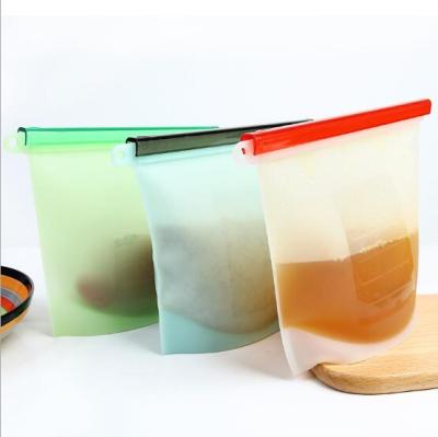 China Sustainable Wholesale High Temperature Resistance Custom Reusable Seal Bags Platinum Silicone Food Storage Bag for sale