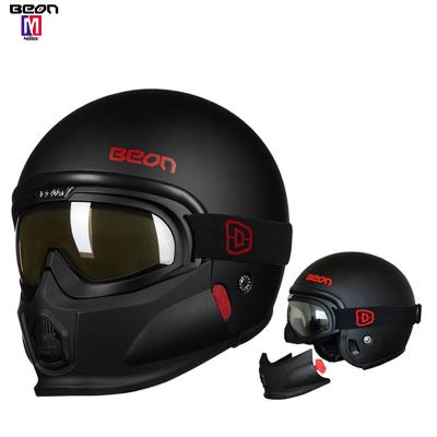 China ABS 2021 BEON B-703 CEE Approved ABS Retro Modular Helmet Full Face Racing Helmet Predator Motorcycle With Detachable Goggles for sale