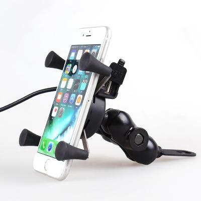 China Phone Width Chain 360 Degree Rotation Motorcycle Bike Cell Phone Holder Stand With USB Charger X Type Cell Phone Mount Bracket for sale