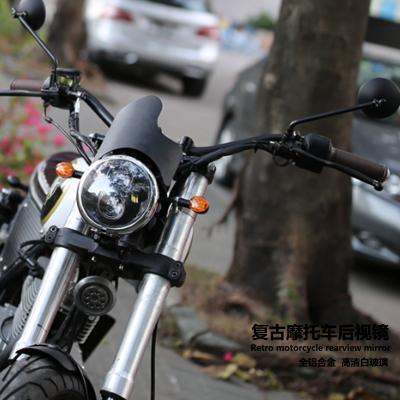 China CNC Material Motorcycle Retro Modified Accessories Black White Glass Rear Mirrors 10cm Scooter Motorcycle Touring Back Choppers Round Mirror for sale