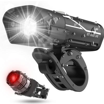 China ABS+ Aluminum+Silicone USB Rechargeable Super Bright ABS+ Aluminum+Silicone Bike Light Set, Front & Tail Rear LED Bicycle Light Set, 