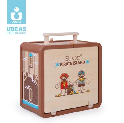 China Udeas eco-friendly montesori toys diy wooden toys cheapest boy play set wooden pirate island Toy Pirate Island Set for sale