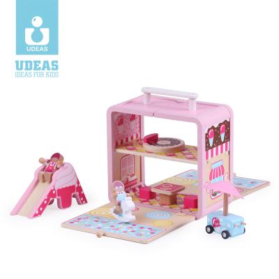 China Udeas Eco-Friendly Montesori Toys Wooden House DIY Toy Candy House Set Wooden Toys Girl Play Set Candy for sale