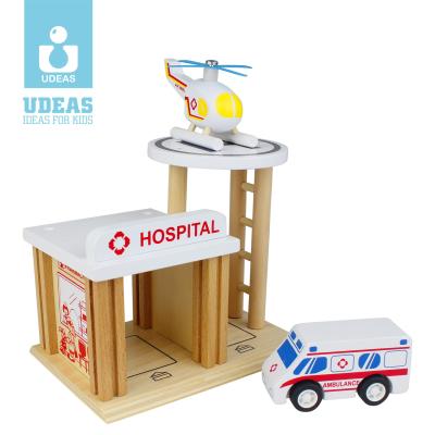 China Assembly Games For Kids Wooden Toys Safety Building Blocks Sets Wooden Toy Hospital for sale