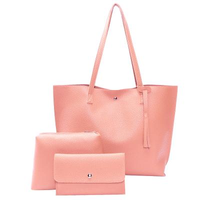 China Fashion Bolsas Women Handbags Tote Bags Top Handle Satchel PU Faux Shoulder 3pcs Bag Set for sale