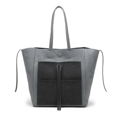 China Fashion Custom Luxury Handbags For Women Reversible Premium Suede PU Leather Tote Bag With Multi Pockets for sale