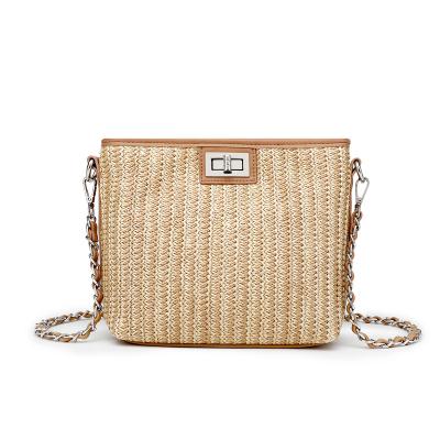 China Fashion Summer Beach Yellow Straw Bag Crossbody Straw Beach Bag for sale