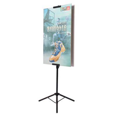 China Steel Black Metal Double Side Easel Tripod Advertising Poster Stand Display Stand for sale