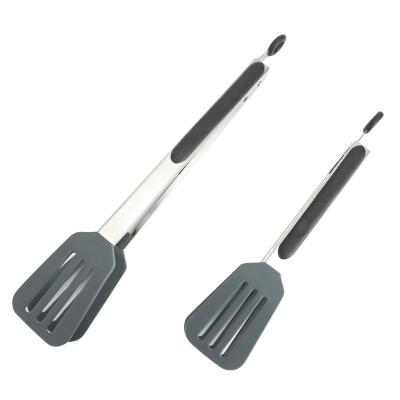 China Stocked 2021 New Design Silicone Kitchen Silicone BBQ Food Tongs Square Handle Stainless Steel Handle Food Tongs for sale