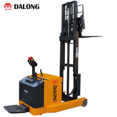 China Hotels 1500kg 3000mm Reach Truck Electric Forklift DALONG Brand With EPS Power Stacker For Warehouse for sale